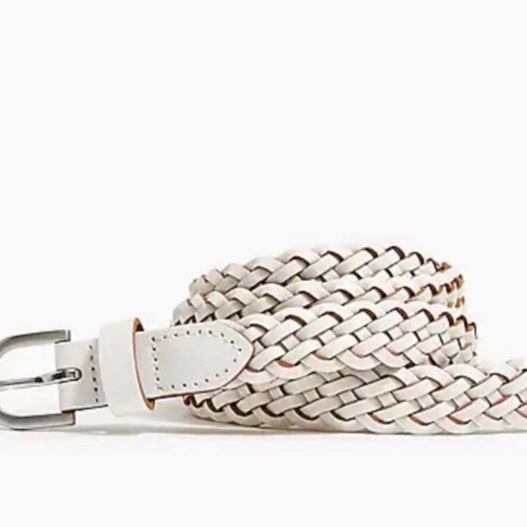 J. Crew Off White Leather Braided Belt